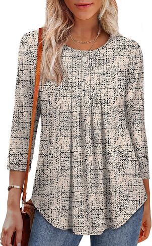 OFEEFAN 3/4 Length Sleeve Womens Tops Dressy Casual Women's Clothing Spring Outfits for Women 2026 Beach Vacation Clothes in Saudi Arabia