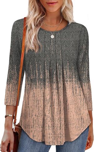 OFEEFAN 3/4 Length Sleeve Womens Tops Dressy Casual Women's Clothing Spring Outfits for Women 2026 Beach Vacation Clothes in Saudi Arabia