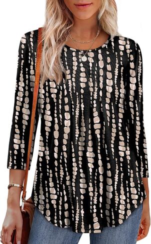 OFEEFAN 3/4 Length Sleeve Womens Tops Dressy Casual Women's Clothing Spring Outfits for Women 2026 Beach Vacation Clothes in Saudi Arabia