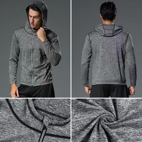 2-Pack Men's Lightweight Hoodies - Full Zip Up Breathable Athletic Jackets, for Fall Winter Gym Running Sports Wear in Saudi Arabia
