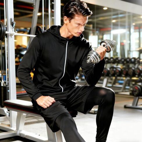 2-Pack Men's Lightweight Hoodies - Full Zip Up Breathable Athletic Jackets, for Fall Winter Gym Running Sports Wear in Saudi Arabia