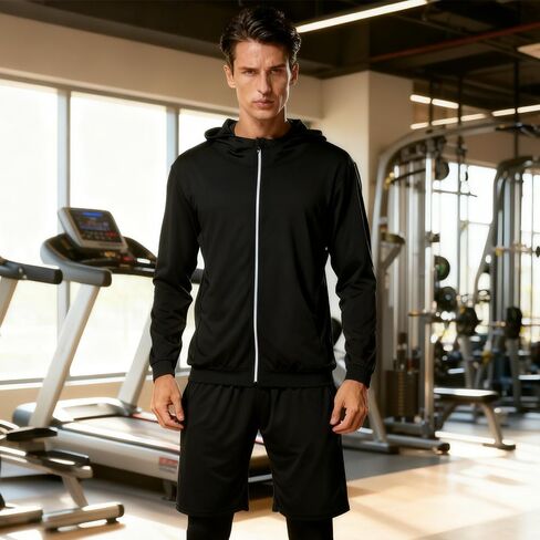 2-Pack Men's Lightweight Hoodies - Full Zip Up Breathable Athletic Jackets, for Fall Winter Gym Running Sports Wear in Saudi Arabia