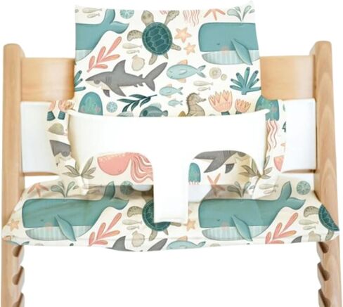 Cushion for Stokke Tripp Trapp High Chairs, Soft Padded Seat & Backrest, Baby Set Compatible, Wipeable, Machine Washable, Easy to Clean, Stylish Print (Pink Posies) in Kuwait