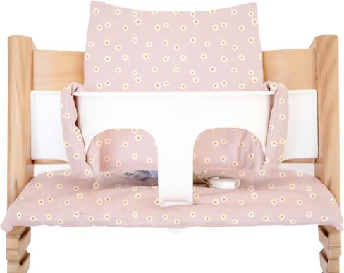 Cushion for Stokke Tripp Trapp High Chairs, Soft Padded Seat & Backrest, Baby Set Compatible, Wipeable, Machine Washable, Easy to Clean, Stylish Print (Pink Posies) in Kuwait