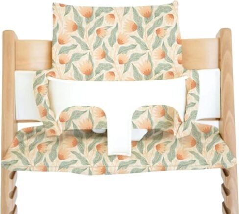 Cushion for Stokke Tripp Trapp High Chairs, Soft Padded Seat & Backrest, Baby Set Compatible, Wipeable, Machine Washable, Easy to Clean, Stylish Print (Pink Posies) in Kuwait