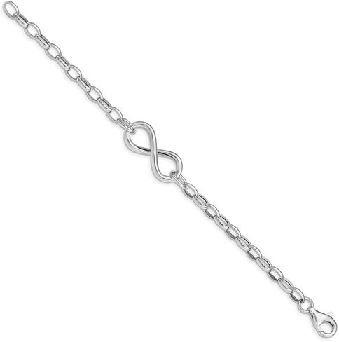 Sonia Jewels Real 925 Sterling Silver Infinity Love Knot Symbol Link Bracelet - with Secure Lobster Lock Clasp 7.5" (Width = 12mm) in Saudi Arabia