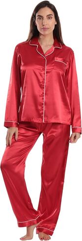Just Love Satin Pajama Set for Women – Long Sleeve Button Down Womens Pajama Sets – Soft Loungewear & Sleepwear Sizes (S-3X) in Saudi Arabia