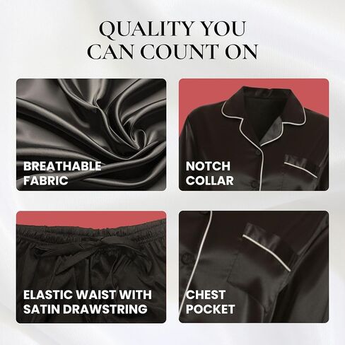 Just Love Satin Pajama Set for Women – Long Sleeve Button Down Womens Pajama Sets – Soft Loungewear & Sleepwear Sizes (S-3X) in Saudi Arabia