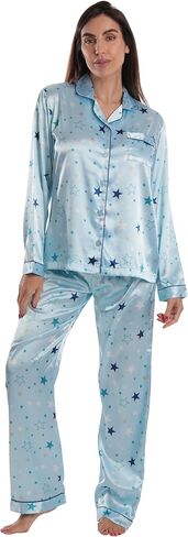 Just Love Satin Pajama Set for Women – Long Sleeve Button Down Womens Pajama Sets – Soft Loungewear & Sleepwear Sizes (S-3X) in Saudi Arabia