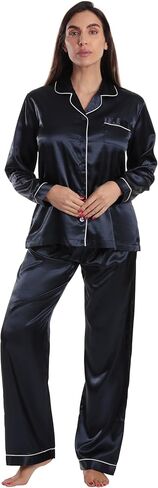 Just Love Satin Pajama Set for Women – Long Sleeve Button Down Womens Pajama Sets – Soft Loungewear & Sleepwear Sizes (S-3X) in Saudi Arabia