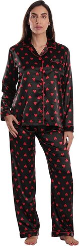 Just Love Satin Pajama Set for Women – Long Sleeve Button Down Womens Pajama Sets – Soft Loungewear & Sleepwear Sizes (S-3X) in Saudi Arabia