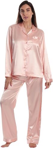 Just Love Satin Pajama Set for Women – Long Sleeve Button Down Womens Pajama Sets – Soft Loungewear & Sleepwear Sizes (S-3X) in Saudi Arabia