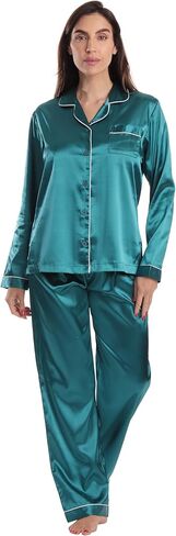 Just Love Satin Pajama Set for Women – Long Sleeve Button Down Womens Pajama Sets – Soft Loungewear & Sleepwear Sizes (S-3X) in Saudi Arabia