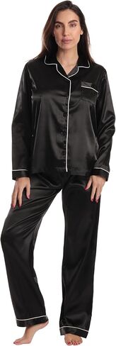 Just Love Satin Pajama Set for Women – Long Sleeve Button Down Womens Pajama Sets – Soft Loungewear & Sleepwear Sizes (S-3X) in Saudi Arabia