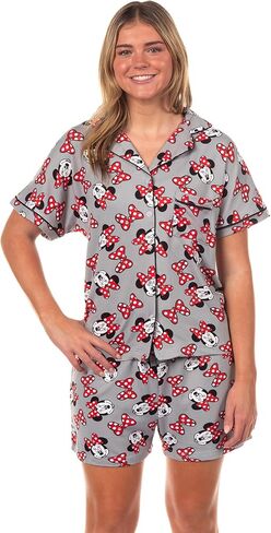 Disney Minnie Mouse Pajamas Women's Polka Dot Bow Notch Collar Short Sleep Set in Saudi Arabia
