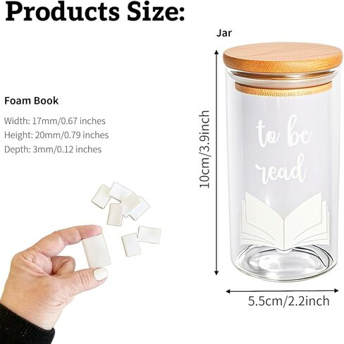 Jxueych Pair of To Be Read and To Be Shelved Jars, with 100 Pieces Blank Miniature Books Foam - TBR Jar Bookworm Gift - Book Lover - Bibliophile - Book Club - Bookshelf Decor - Bookish Decor in Saudi Arabia