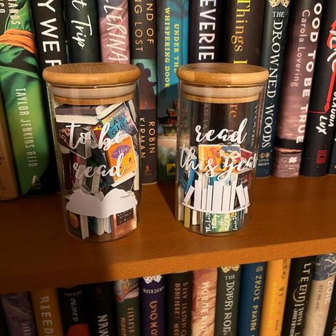 Jxueych Pair of To Be Read and To Be Shelved Jars, with 100 Pieces Blank Miniature Books Foam - TBR Jar Bookworm Gift - Book Lover - Bibliophile - Book Club - Bookshelf Decor - Bookish Decor in Saudi Arabia