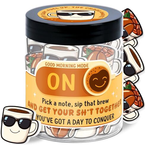 Coffee Lover Gifts for Women, Men - Emotional Support Coffee - Stress Relief Gifts for Coworkers, Barista, Friends, Boss - 60 Daily Positive Affirmation Cards Jar - Desk Decorations in Kuwait