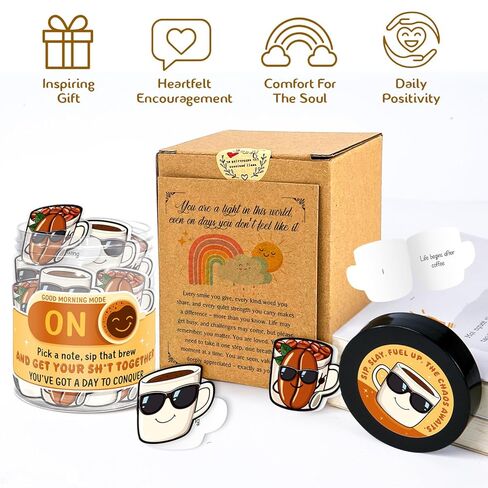 Coffee Lover Gifts for Women, Men - Emotional Support Coffee - Stress Relief Gifts for Coworkers, Barista, Friends, Boss - 60 Daily Positive Affirmation Cards Jar - Desk Decorations in Kuwait