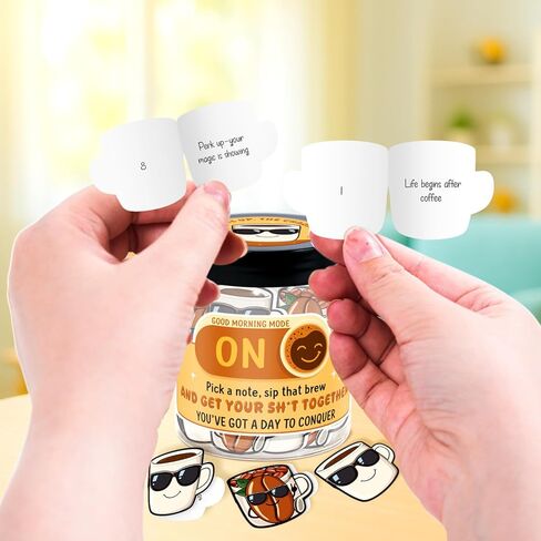 Coffee Lover Gifts for Women, Men - Emotional Support Coffee - Stress Relief Gifts for Coworkers, Barista, Friends, Boss - 60 Daily Positive Affirmation Cards Jar - Desk Decorations in Kuwait
