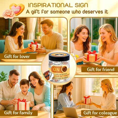 Coffee Lover Gifts for Women, Men - Emotional Support Coffee - Stress Relief Gifts for Coworkers, Barista, Friends, Boss - 60 Daily Positive Affirmation Cards Jar - Desk Decorations in Kuwait