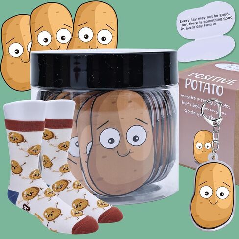Positive Potato Jar 60 Daily Affirmation Cards Potato Socks & Key Chain For Women Friends Mom Girls Christmas Gifts Xmas Stocking Stuffers Trendy Stuff Birthday Gifts Teacher Gift Ideas Support Potato in Saudi Arabia