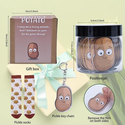 Positive Potato Jar 60 Daily Affirmation Cards Potato Socks & Key Chain For Women Friends Mom Girls Christmas Gifts Xmas Stocking Stuffers Trendy Stuff Birthday Gifts Teacher Gift Ideas Support Potato in Saudi Arabia