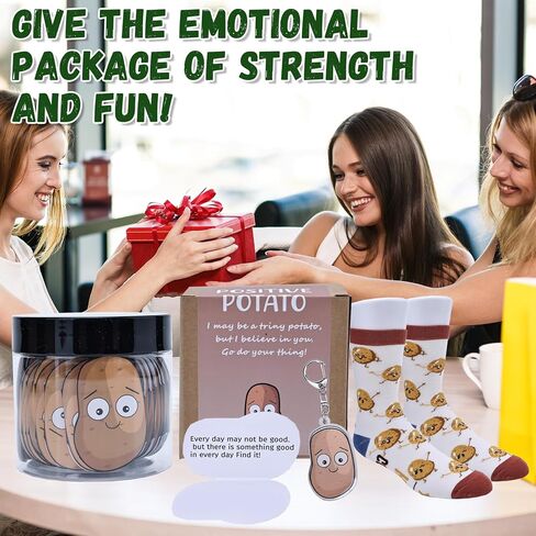 Positive Potato Jar 60 Daily Affirmation Cards Potato Socks & Key Chain For Women Friends Mom Girls Christmas Gifts Xmas Stocking Stuffers Trendy Stuff Birthday Gifts Teacher Gift Ideas Support Potato in Saudi Arabia