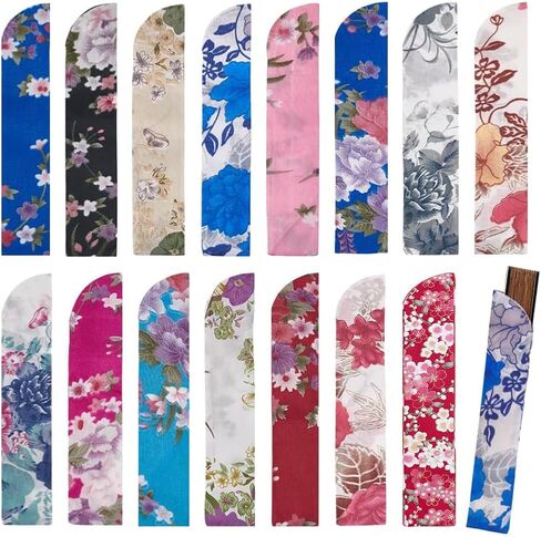 NBEADS 15 Pcs Folding Hand Fan Bag, Silk Folding Chinese Hand Fan Bags Folding Fan Pouch Japanese Hand Fan Cover Silk Pouches Bag for Dance Hand Held Fan, 9.13x1.81x0.01inch in Saudi Arabia