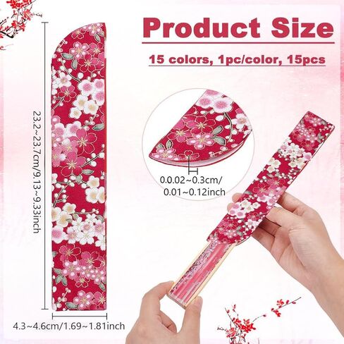 NBEADS 15 Pcs Folding Hand Fan Bag, Silk Folding Chinese Hand Fan Bags Folding Fan Pouch Japanese Hand Fan Cover Silk Pouches Bag for Dance Hand Held Fan, 9.13x1.81x0.01inch in Saudi Arabia