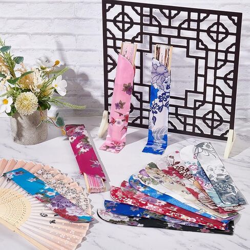 NBEADS 15 Pcs Folding Hand Fan Bag, Silk Folding Chinese Hand Fan Bags Folding Fan Pouch Japanese Hand Fan Cover Silk Pouches Bag for Dance Hand Held Fan, 9.13x1.81x0.01inch in Saudi Arabia