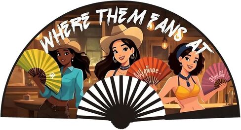 JRPLXIML 13in Line Dance Popping Fans, Where Them Fans At Clack Fan, Western Hand Fan for Dance, Party, Decoration, Festival for Country Dancing in Saudi Arabia
