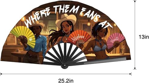 JRPLXIML 13in Line Dance Popping Fans, Where Them Fans At Clack Fan, Western Hand Fan for Dance, Party, Decoration, Festival for Country Dancing in Saudi Arabia