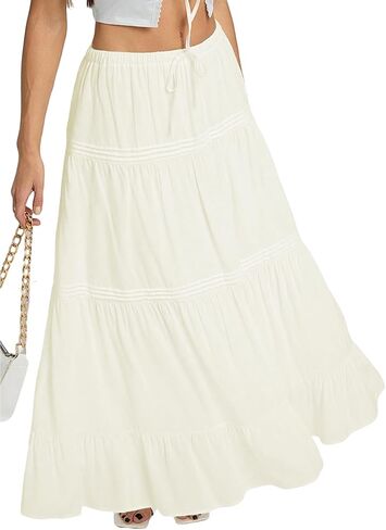 Maxi Skirts for Women Summer Spring 2026 Pleated High Waisted Flowly Skirt Tiered Casual Boho Beach Vacation Clothes in Kuwait