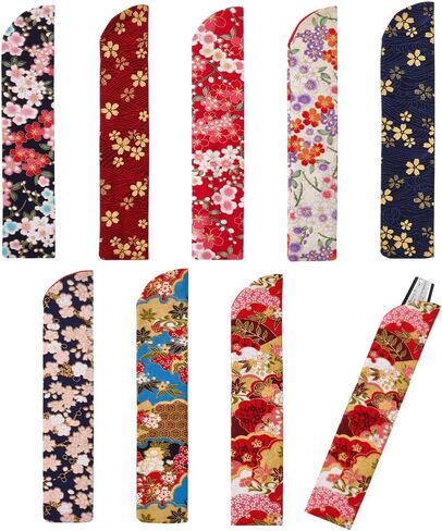 NBEADS 15 Pcs Folding Hand Fan Bag, Silk Folding Chinese Hand Fan Bags Folding Fan Pouch Japanese Hand Fan Cover Silk Pouches Bag for Dance Hand Held Fan, 9.13x1.81x0.01inch in Saudi Arabia