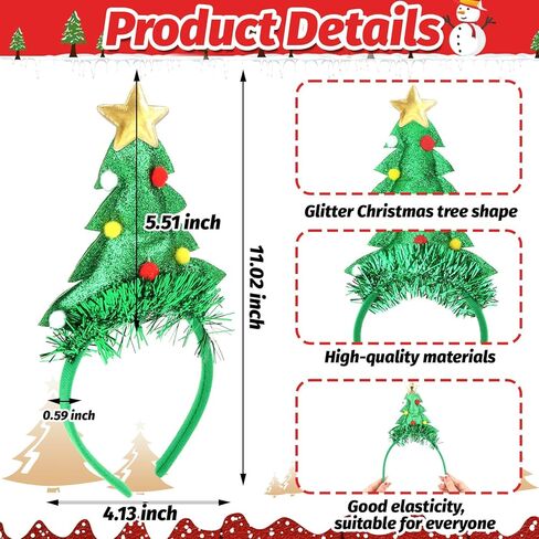 Christmas Headbands for Women Christmas Tree Headband Tinsel Green Holiday Hair Band Xmas Hair Bands for Women's Hair in Saudi Arabia