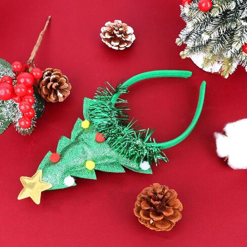 Christmas Headbands for Women Christmas Tree Headband Tinsel Green Holiday Hair Band Xmas Hair Bands for Women's Hair in Saudi Arabia