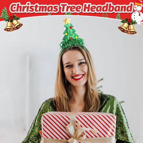 Christmas Headbands for Women Christmas Tree Headband Tinsel Green Holiday Hair Band Xmas Hair Bands for Women's Hair in Saudi Arabia
