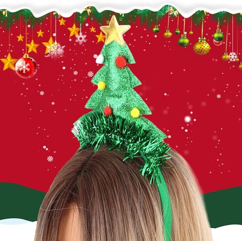 Christmas Headbands for Women Christmas Tree Headband Tinsel Green Holiday Hair Band Xmas Hair Bands for Women's Hair in Saudi Arabia