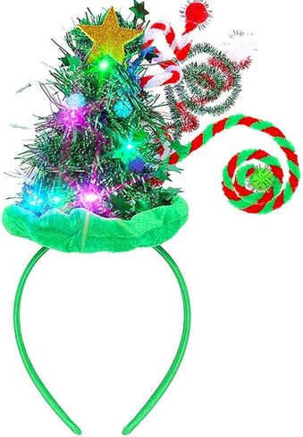 Zoestar Light Up Christmas Tree Hat Headband Xmas Glow Party Hair Accessories for Women in Saudi Arabia