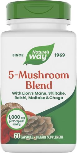 Nature’s Way 5-Mushroom Blend, with Lion’s Mane, Shiitake, Reishi, Maitake, Chaga Mushroom, 60 Vegan Capsules in Saudi Arabia