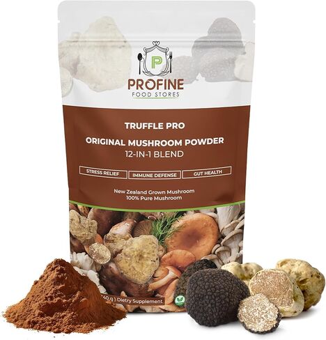 PROFINE Truffle PRO Mushroom Powder 12- in - 1 Super Blend with Black Truffle and White Truffle - USDA Organic - Supplement - Add to Coffee/Tea/Smoothies - Whole Mushrooms - No fillers in Saudi Arabia