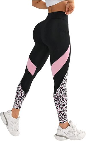 SweatyRocks Women's High Waisted Leggings Color Block Yoga Pants Workout Running Stretchy Seamless Legging in Kuwait