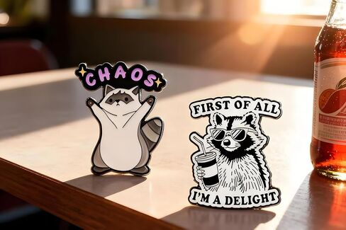 5Pcs Funny Raccoon Cat Enamel Pin, Novelty Cartoon Cute Pins for Hats, Backpacks, Bags and Lanyards in Kuwait