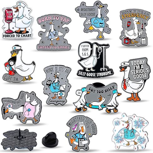 Tondiamo 24 Pcs Funny Nurse Pins Gifts Silly Goose Pins Tiny Nursing Cna Medical Enamel Gifts for Nurses Worker Doctors Office Teacher Coworker Medical Assistant Accessories in Saudi Arabia