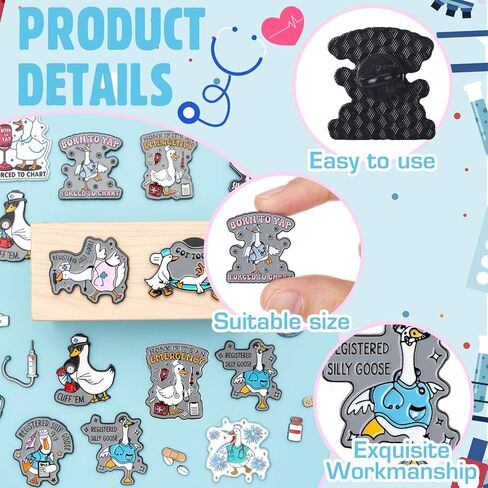 Tondiamo 24 Pcs Funny Nurse Pins Gifts Silly Goose Pins Tiny Nursing Cna Medical Enamel Gifts for Nurses Worker Doctors Office Teacher Coworker Medical Assistant Accessories in Saudi Arabia