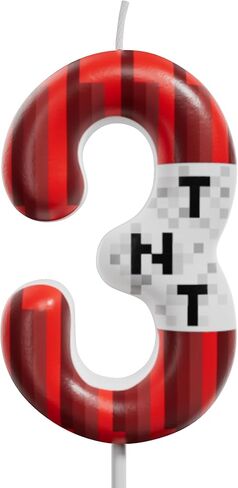 Red and White Number Birthday Candles 0-9, Pixel Style Cake Topper Candles for Kids Birthday, Graduation, Wedding, and Party Supplies (TNT, 8) in Saudi Arabia