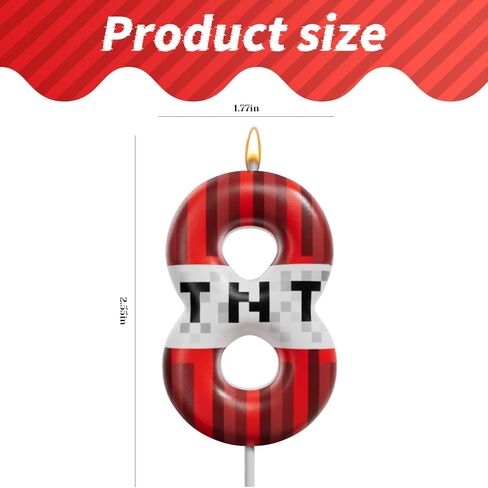Red and White Number Birthday Candles 0-9, Pixel Style Cake Topper Candles for Kids Birthday, Graduation, Wedding, and Party Supplies (TNT, 8) in Saudi Arabia