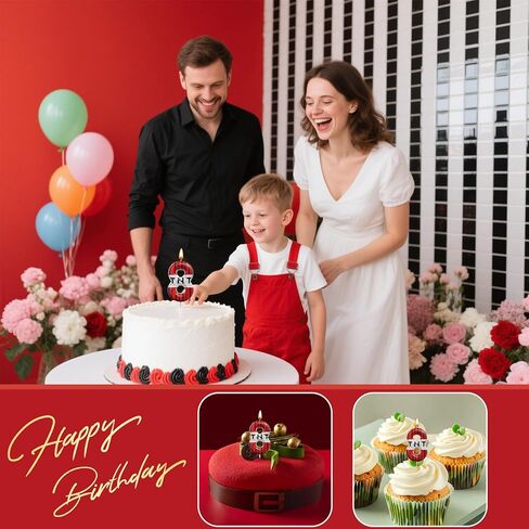 Red and White Number Birthday Candles 0-9, Pixel Style Cake Topper Candles for Kids Birthday, Graduation, Wedding, and Party Supplies (TNT, 8) in Saudi Arabia