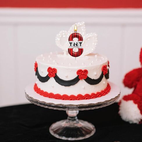 Red and White Number Birthday Candles 0-9, Pixel Style Cake Topper Candles for Kids Birthday, Graduation, Wedding, and Party Supplies (TNT, 8) in Saudi Arabia